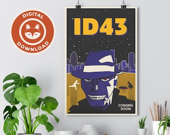 ID43 Vintage Inspired Movie Poster | Digital Download | Retro Art Print | Film Poster | Comic Book Style | Film Noir | Printable Wall Decor