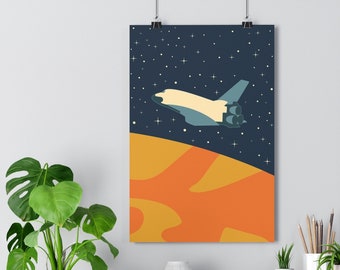 Space Shuttle Poster: Mid-Century Modern Minimalist Print