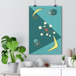 Atomic Age Inspired Minimalist Poster | Premium Matte Archival Print | Mid Century Modern Wall Art Print | Vintage Look | 60s Wall Decor