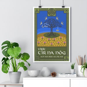 Tír na nÓg Minimalist Travel Poster | Premium Matte Archival Print | Vintage Inspired | Celtic Mythology | Ireland | Abstract Wall Decor
