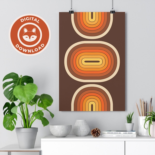 Space Age 70s Mid Century Modern Poster Set | Digital Download | MCM | Abstract Pattern Design | Printable Wall Decor | Geometric Artwork