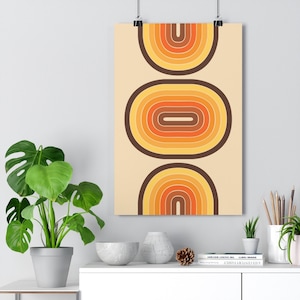 Cartel minimalista inspirado en la era espacial / Impresión de archivo mate premium / Arte de pared MCM / Aspecto vintage / Decoración de pared moderna de mediados de siglo / Arte de los años 70