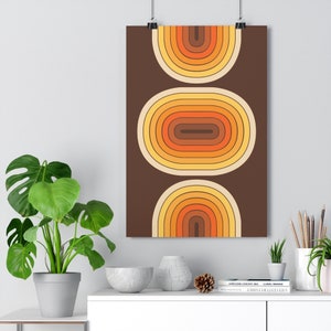 Cartel minimalista inspirado en la era espacial / Impresión de archivo mate premium / Arte de pared MCM / Arte de los años 70 / Decoración de pared moderna de mediados de siglo / Aspecto vintage