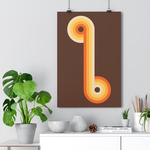 Cartel minimalista inspirado en la era espacial / Impresión de archivo mate premium / Arte de pared MCM / Aspecto vintage / Arte de los años 70 / Decoración de pared moderna de mediados de siglo