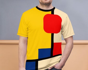 Bauhaus Inspired Print | Premium All Over Print Unisex T-shirt | Mondrian Design | 1940s | 1950s | Microfiber Knit | Vintage Inspired | MCM