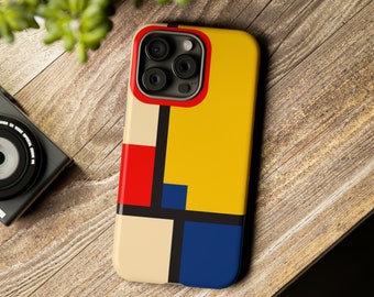 Mondrian & Bauhaus Inspired Cell Phone Case: Abstract Design Fits iPhone, Galaxy, and Pixel Phones