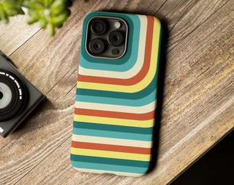 Minimalist Striped Phone Case: Abstract MCM Design, Tough Case