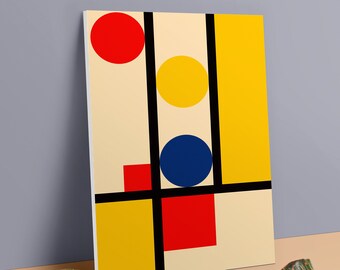 Bauhaus Inspired Minimalist Poster | Lightweight PVC Foam Board Print | Mondrian Design | Vintage Inspired | 50s Art | MCM | 20x28 | 24x36
