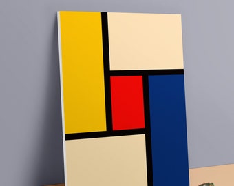 Bauhaus Inspired Minimalist Poster | Lightweight PVC Foam Board Print | Mondrian Design | 60s Art | Vintage Inspired | MCM | 20x28 | 24x36