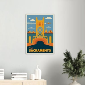 Sacramento California Minimalist Travel Poster Premium Matte Archival Print Mid Century Modern Town Wall Decor Vintage Inspired 50x70 cm / 20x28″