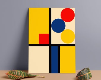 Bauhaus Minimalist Foam Board Print: Mondrian Inspired Art