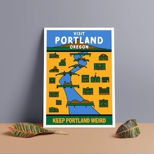 Portland Oregon Travel Poster: Mid-Century Modern PVC Foam Board Print