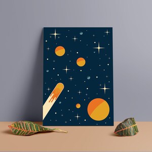 Póster minimalista del espacio exterior / Impresión en tablero de espuma de PVC de primera calidad / Inspiración vintage / Estrellas y planetas / Arte abstracto / Arte MCM / 20 x 28 / 24 x 36