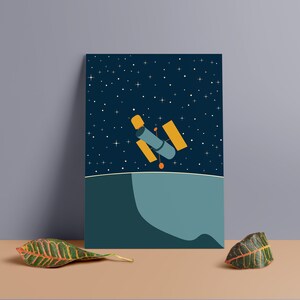 Póster minimalista del espacio exterior / Impresión en tablero de espuma de PVC de primera calidad / Decoración de inspiración vintage / Telescopio Hubble / Arte de pared abstracto / 20 x 28 / 24 x 36