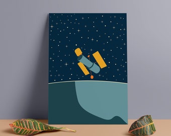 Hubble Telescope Poster: Minimalist Space Art, Vintage Style PVC Print