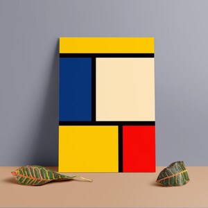 Póster minimalista inspirado en la Bauhaus / Impresión en tablero de espuma de PVC ligero / Diseño Mondrian / Decoración de los años 50 / Inspiración vintage / MCM / 20x28 / 24x36
