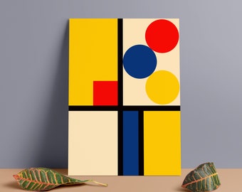 Bauhaus Inspired Minimalist Poster | Lightweight PVC Foam Board Print | Mondrian Design | Vintage Inspired | MCM Decor | 60s Art | 12x18