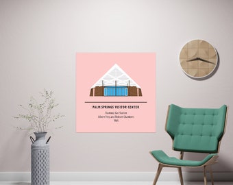 Tramway Gas Station MOD-icon Poster | Premium Matte Archival Print | Palm Springs Visitor Center | Minimalist House Drawing | MCM Wall Decor