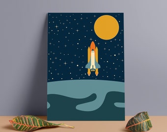 Space Shuttle Poster: Minimalist Mid-Century Modern PVC Foam Board Print