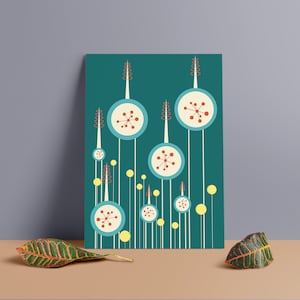 Póster minimalista inspirado en la era atómica / Impresión en tablero de espuma de PVC premium / Arte de los años 50 / Estilo vintage / 20x28 / 24x36 / Decoración moderna de mediados de siglo