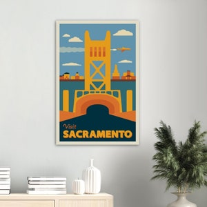 Sacramento California Minimalist Travel Poster Premium Matte Archival Print Mid Century Modern Town Wall Decor Vintage Inspired 60x90 cm / 24x36″