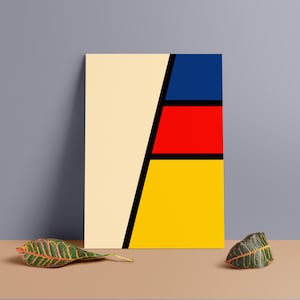 Póster minimalista inspirado en la Bauhaus / Impresión en tablero de espuma de PVC liviano / Arte de los años 50 / Diseño de Mondrian / Inspiración vintage / MCM / 20 x 28 / 24 x 36