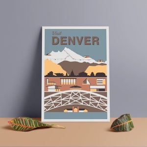 Denver Colorado Travel Poster: Mid Century Modern PVC Foam Board Print