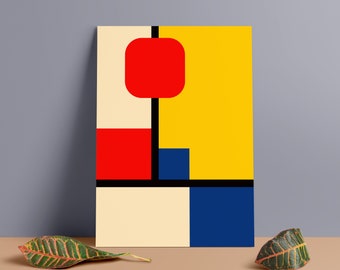 Bauhaus Mondrian Print: Minimalist Geometric PVC Foam Board Art