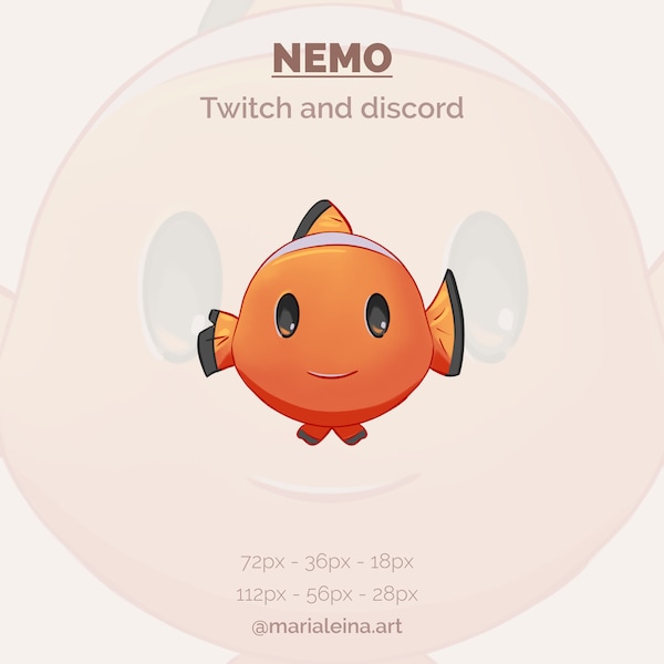 Cute Nemo Emote/ Badge for Twitch - Clown Fish Emoticon - Downloadable Digital Emote - Great for Streaming and Chatting