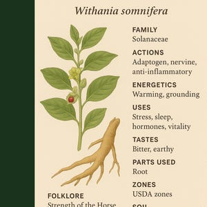 Ashwagandha “Deep Calm for Busy Lives” Materia Medica Printable | Herbal Study Sheet | Ayurvedic Herb Guide | Adaptogen Reference Chart image 4