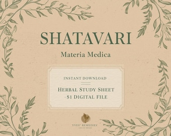 Shatavari Herb Guide Printable • Materia Medica Study Sheet • Women’s Hormone Balance Herb • Ayurveda Plant Medicine Download