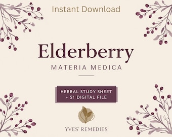 Elderberry | THE WINTER WONDER | Materia Medica Printable | Herbal Study Sheet | Herbal Reference Page | Instant Download