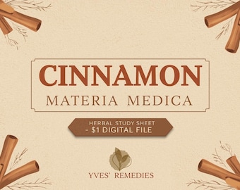 Cinnamon | NATURE’S WARNING MEDICINE |Materia Medica Sheets | Herbal Reference Download | Digital Download