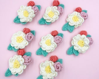 Valentines day hair clips, Baby Headband, Valentines Day Gift, snap clips, crochet snap clips, floral snap clips