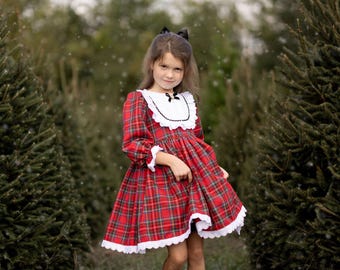 Christmas Dress for Girls Plaid Christmas Dress Toddler Holiday