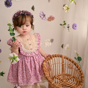 vintage style  dress, pink floral toddler dress, summer dress for babies, wedding dress for girls,  baby birthday dress, gift for babies