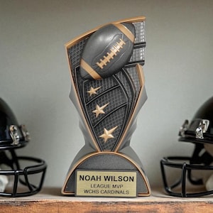Personalized Football Trophy – Personalized Trophy for Football Players, Coaches, Teams, and Fantasy Graphite Style Award for Football Teams