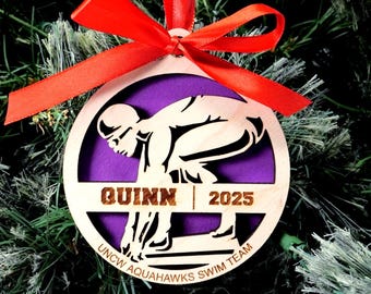 Personalized Swimming Christmas Ornament Gift for Swimmer, Swimmer Gift, Christmas Gift for Swimming Enthusiast