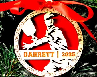 Personalized Pickleball Christmas Ornament – Custom Player Gift, Holiday Keepsake for Pickleball Lovers, Coaches, and Teams