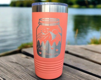 Camping Tumbler - Personalized Engraved Travel Mug for Hikers & Campers - Custom Gift