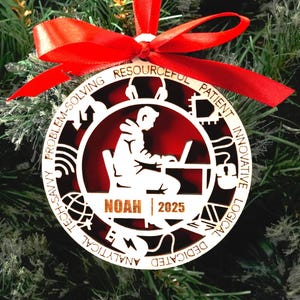 Personalized IT Christmas Ornament – Gift for Male IT or Programmer, Software Developer