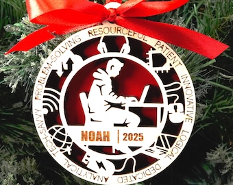 Personalized IT Christmas Ornament – Gift for Male IT or Programmer, Software Developer