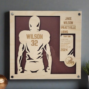 Personalized Football Sign, 3D Football Sign, Football Senior Gift, Custom Football Sign, Football Player, Football Season Gift, Trophy