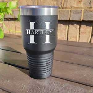 Personalized Engraved 30oz Tumbler, Split-Letter Engraved Tumbler, Insulated Coffee Tumbler Gift, Personalized Valentine&#39;s Gift