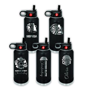 Personalized Cheerleading Water Bottles - Custom Engraved 32oz Stainless Steel Bottle for Cheerleaders, Cheer Teams and Cheer Coaches