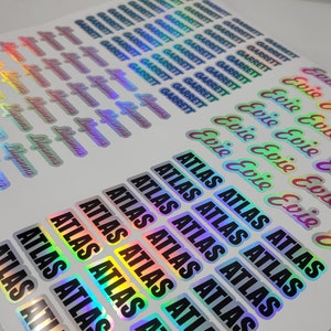 Custom Holographic Name Labels | Full Color, Waterproof Name Stickers for Daycare, School & More!