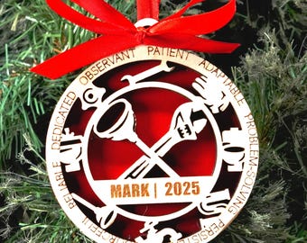 Personalized Plumber Christmas Ornament – Gift for Plumber, Pipefitter, Maintenance Tech