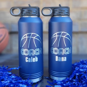 Personalized Basketball Water Bottles! Insulated Water Bottles with Basketball Logo Gift For Coach! 32oz, Personalized Basketball Coach Gift