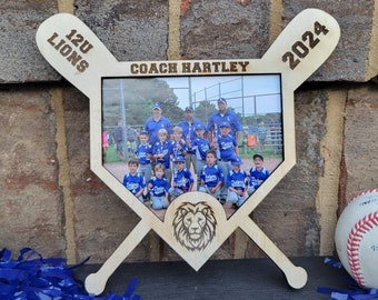 Personalized Photo Plaque for Baseball Coach, Personalized Baseball Coach Appreciation Gift, Season End Gift for Baseball or Softball Coach