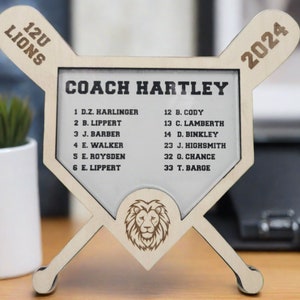 Personalized Baseball Coach Plaque - Baseball Coach Appreciation Gift, End of Season Gift for Baseball Coach
